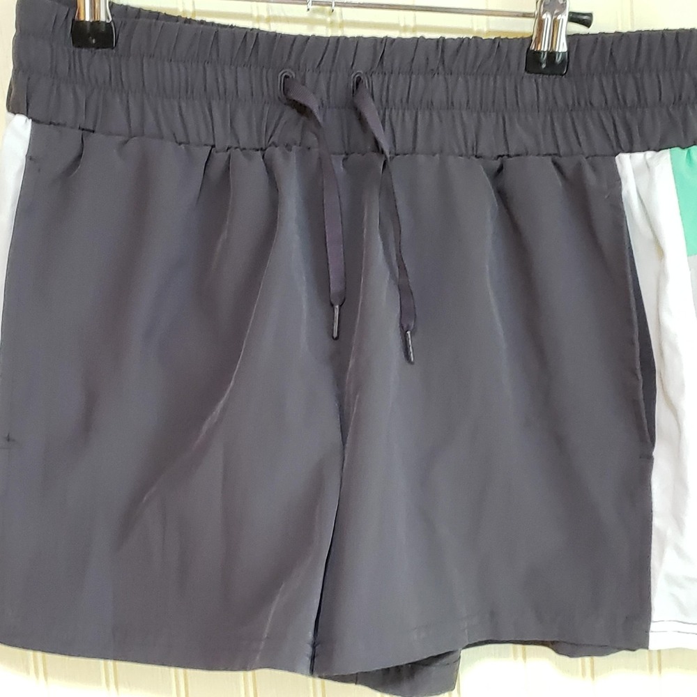 Fila Swim Trunks Mens Medium Gray Colorblock Elastic Waist Quick Dry Shorts